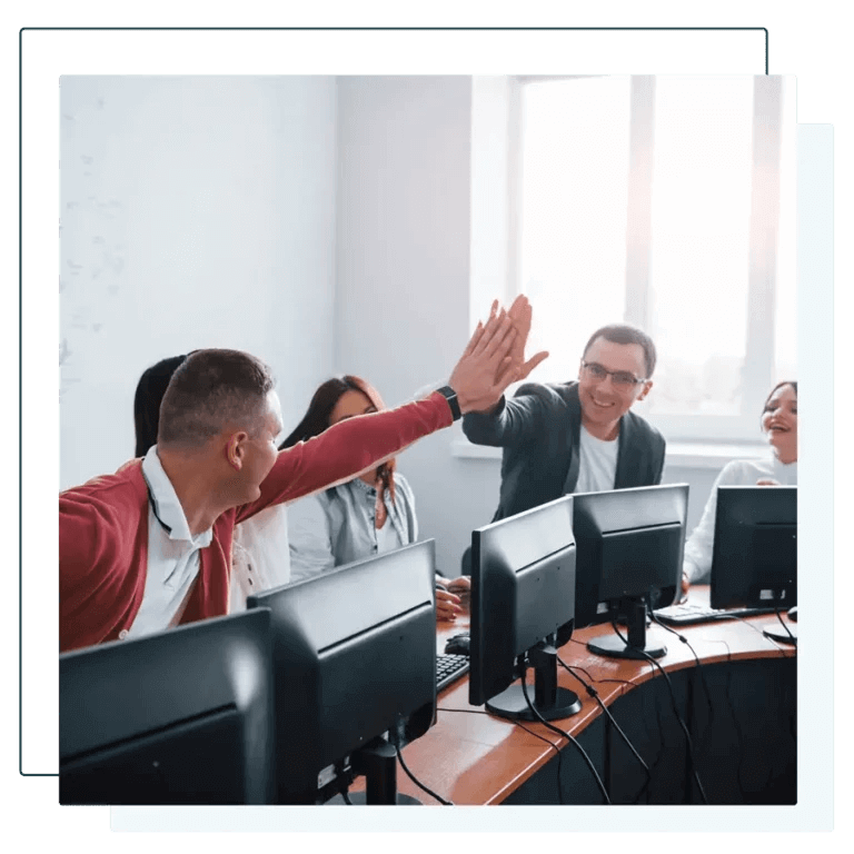 Colleagues joyfully celebrating together